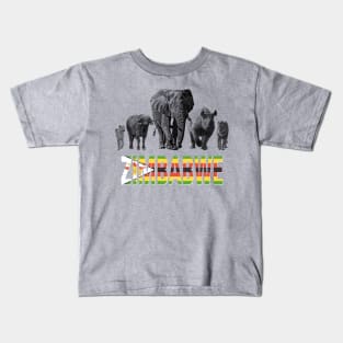 Zimbabwe Wildlife Big Five for Zimbabwe Safari Fans Kids T-Shirt